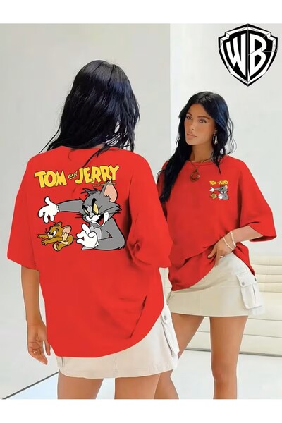 oneagılyazı "Tom and Jerry" Classic Interactive Printed T-Shirt, Creative Fro...