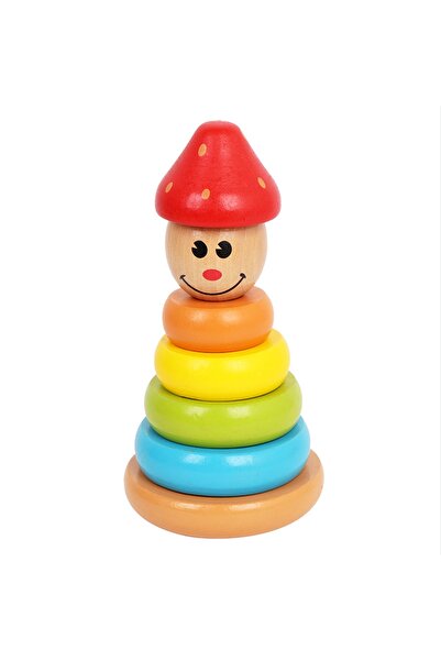 Denn Store Wooden tower with rings Montessori educational toy — stacking, sha...