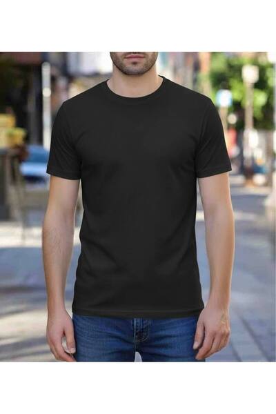 HAVVA HOME Solid Color Unprinted Unisex Short Sleeve Crew Neck T-Shirt