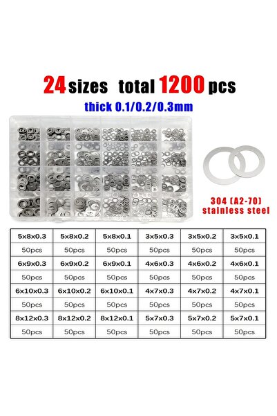 Choice9 1200 قطعة، 0.1، 0.2، 0.3 مم، علبة واحدة، حلقات مسطحة رقيقة للغاية بسم...