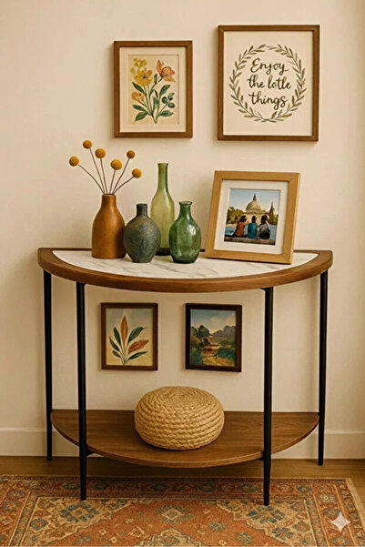 Arnohome Half-moon console table with marble top - a distinctive table for a ...