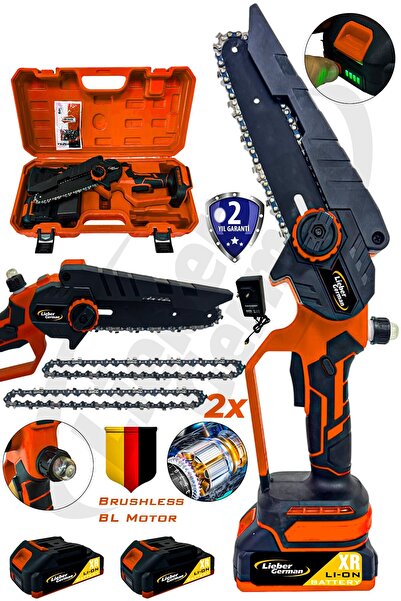 Lieber German BL Motor 21 Volt 20cm Palalı 2x Zincirli Bıçkı Odun Dal Budama ...