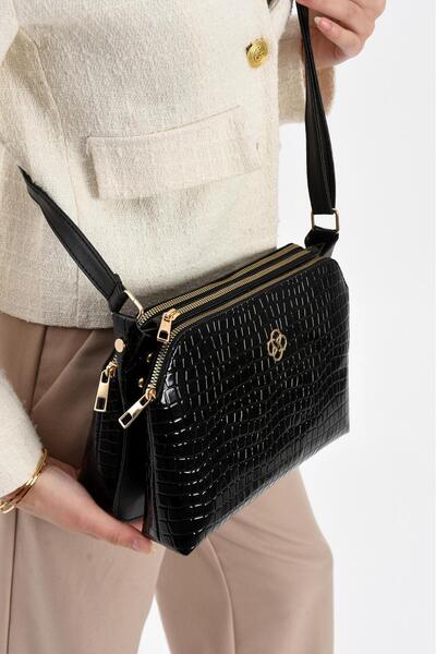 mugalas Black Three-Compartment Stylish Special Edition Adjustable Long Strap...