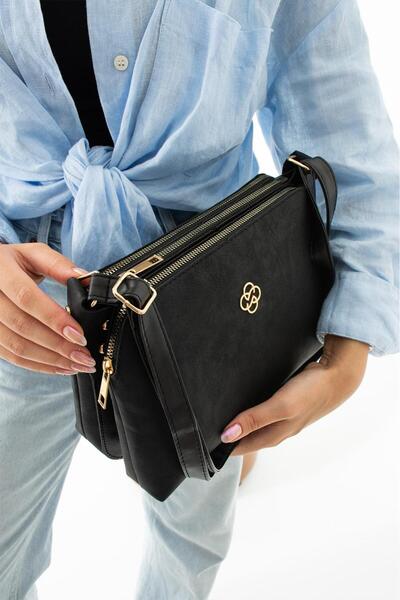 mugalas Black Three-Compartment Stylish Special Edition Adjustable Long Strap...