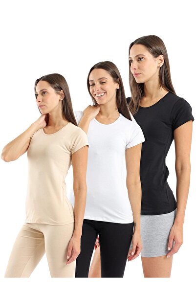 CARINA Pack of 3 round neck short-sleeved blouses