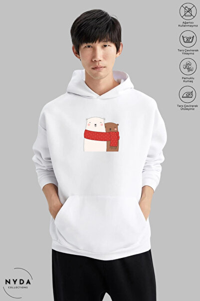 Nyda Collections Unisex Hoodie Μακρυμάνικο Teddy Bear Love με στάμπα και κουκ...