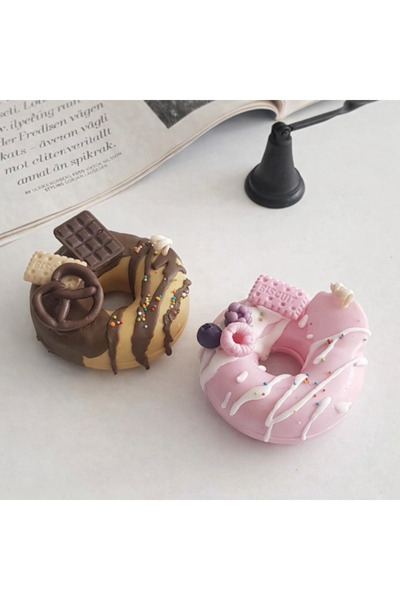 Veluna mum El Yapımı Aromalı Renkli Donut Mum 🍩💫