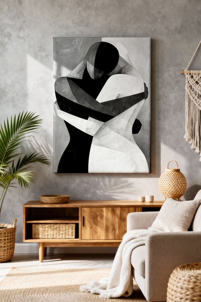ART NEST DEKOR SİYAH BEYAZ ÇİFT CANVAS TABLO