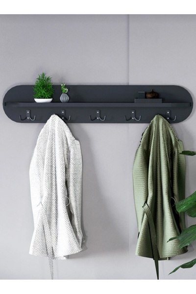 art mobilya Modern Oval Duvar Rafı ve 5’li Askılık Portmanto Büyük Boy Antre ...