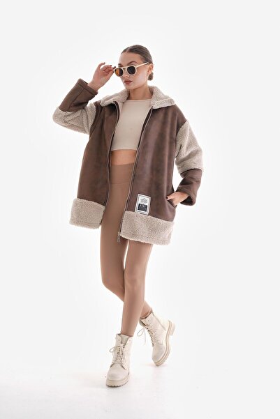 shE tekstil Oversize Suede Coat