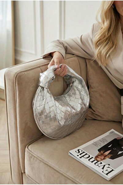 eyandis Kadın Örgü Dokulu Düğüm Detaylı İkonik Hobo El ve Omuz Çantası