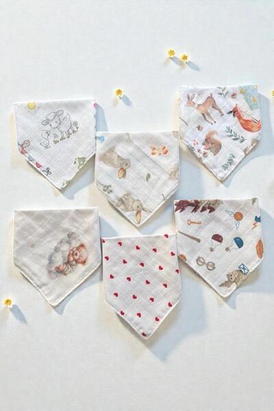 Lasilla 2-Stage Snap Fasteners, Baby Mouth Wipes and Scarf Set of 6 – 100% Co...