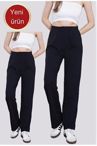 glanour Women's Black High Waist Pleated Buttoned Lycra Stretchy Comfortable ...