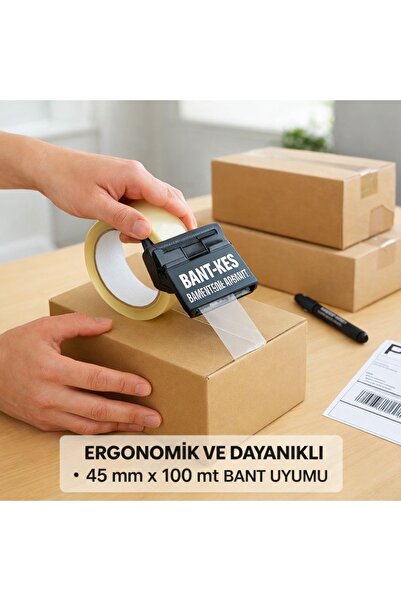 obrigado Bant Kesme Aparatı Koli Bandı Uyumlu – Tek Elle Kullanım, Pratik Kesici