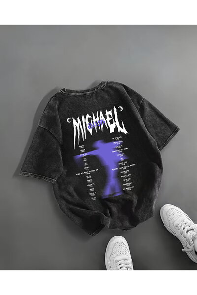 Le Savu Washable Micheal Printed Unisex Oversize Vintage T-Shirt