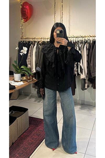 Krisbut Kadın Fırfır Detaylı Gömlek