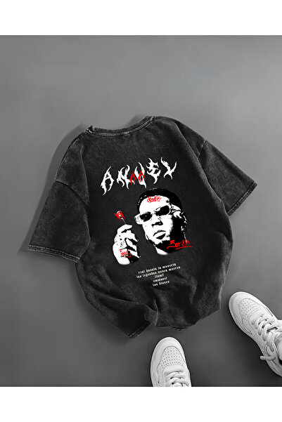 Le Savu Washable Anuel Aa Printed Unisex Oversize Vintage T-Shirt