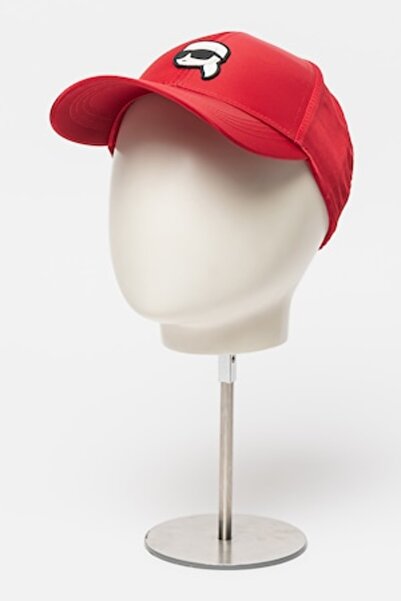 Karl Lagerfeld Cap with Rubber Logo, Dark Red