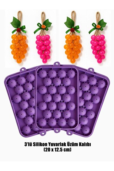 HepsiSepette 3'lü Set Silikon Yuvarlak Sabun Üzüm Salkımı Yapımı Kalıbı Silik...