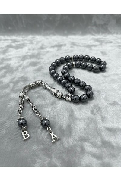 QELA COLLECTION Kişiye Özel Harfli Hematit Tesbih Küre Kesim – Harfli – Karto...