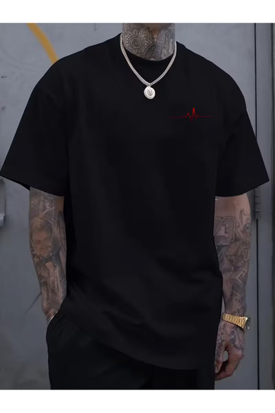 Nilvor Tricou oversize unisex cu design special, imprimat pe față, cu ritm ca...