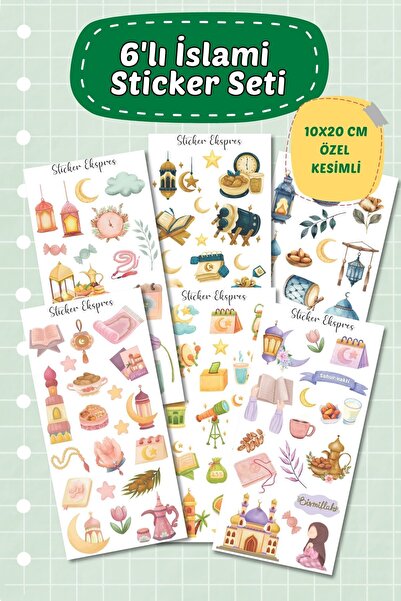 Sticker Ekspres 6'lı İslami Ve Ramazan Temalı Sticker Seti - Ajanda Bullet Jo...