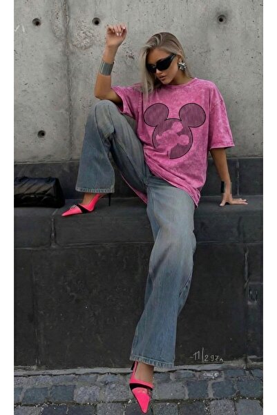 Homay تي شيرت نسائي قصة فضفاضة مطبوع رقميًا قابل للغسل مصنوع من القطن بنسبة 100%