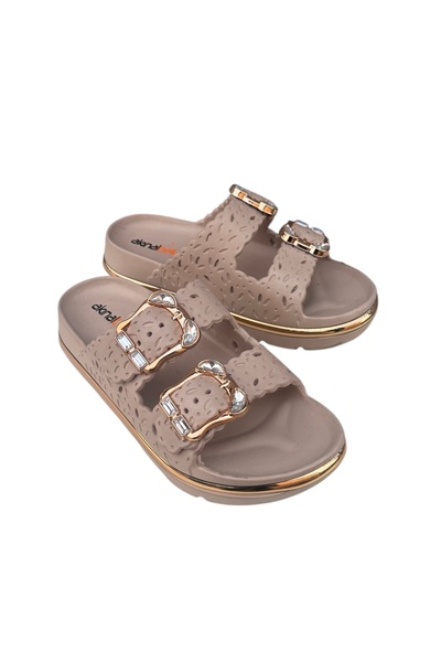 AkınalBella Kadıb Double Buckle Soft Sole Beach Pool Daily Slippers
