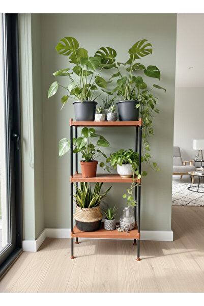 Lider Tunç TUNİVA LUNA 3 Katlı Dekoratif Saksı Standı - Elektrostatik Boyalı ...