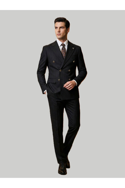 HERMOSE Prestige |   Black Double-Breasted Suit