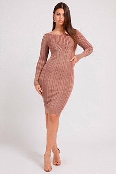 Guess Fitted Dress with Print and Round Neck