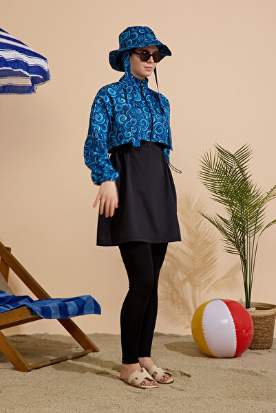 GAVLİA Women's Hijab Swimsuit 5-Piece Set - Full Coverage with Zipper..