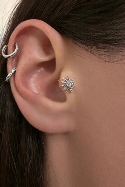 Okko Store Cerrahi Çelik Taşlı Yarım Güneş Piercing