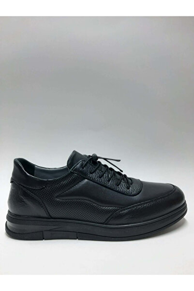 AS AYAKKABI Genuine Leather Smart Lace-Up Black Rubber Sole Winter Men's Shoes
