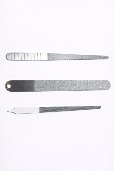 OEM Професионален комплект метални пили за нокти - 3 части, изработени от нер...