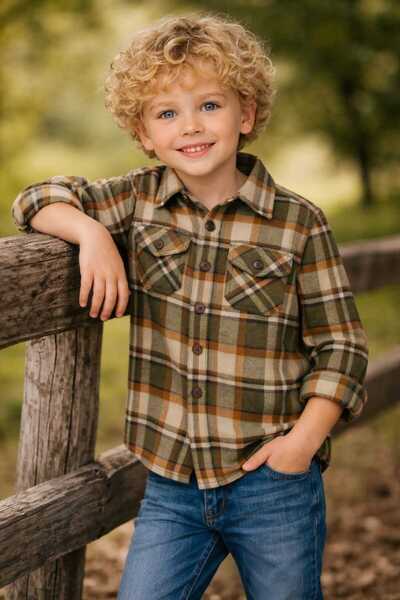 BEBEĞİME ÇORAP Boy's Lumberjack Shirt