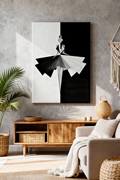 ART NEST DEKOR SOYUT SİYAH BEYAZ KADIN CANVAS TABLO