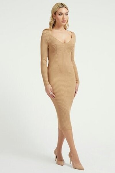 Guess Rochie midi mulată cu aspect tricotat
