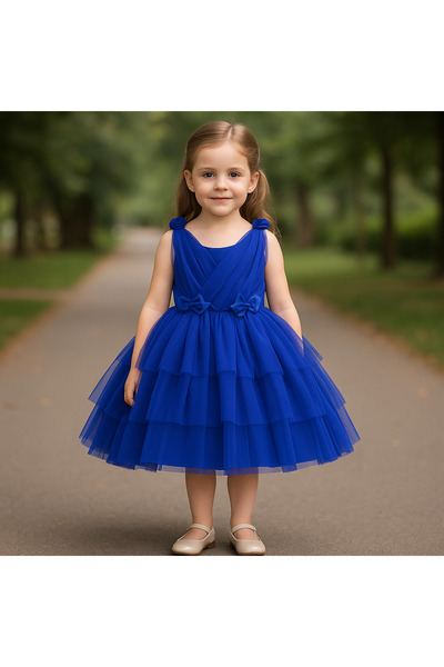 kizu Elegant Blue Tulle Dress for Girls 4-7 Years