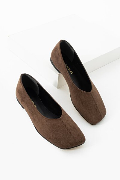 diclepolat Women's Suede Square Toe Comfortable Daily Ballet Shoes Guin