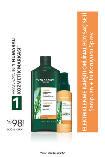 Yves Rocher Elektriklenme Karşıtı Orjinal Boy Saç Seti- Şampuan 300 ml & Isı ...