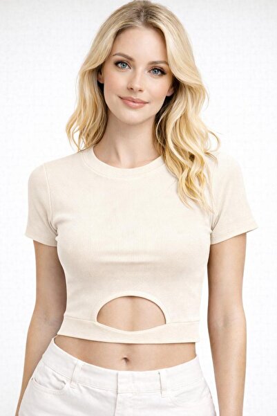 Pupa Short Sleeve Camisole Blouse with Belly Window Detail