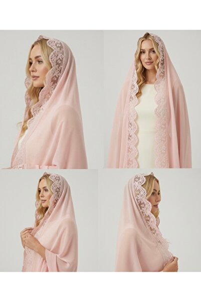 By Serpil Şener Soft pembe Mevlüt baş örtüsü- Lohusa şalı-Şifon şal