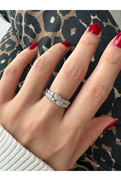 ringbox Zircon Stone Boğum Silver Color Ring