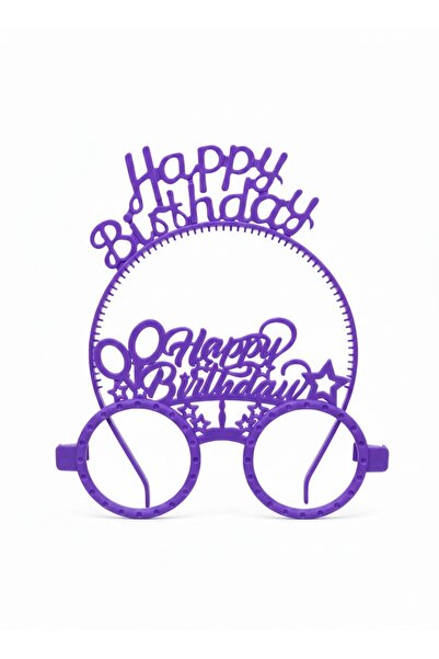Azebu Happy Birthday Gözlük ve Taç Seti, Doğum Günü Plastik Taç ve Gözlük Seti