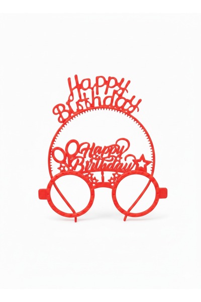 Azebu Happy Birthday Gözlük ve Taç Seti, Doğum Günü Plastik Taç ve Gözlük Seti