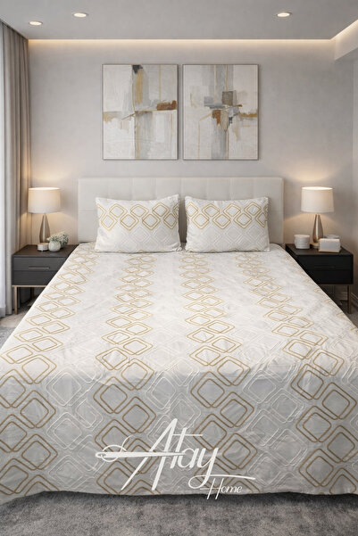 Atay Home طقم مفرش سرير مزدوج حديث بنقوش هندسية 240x250