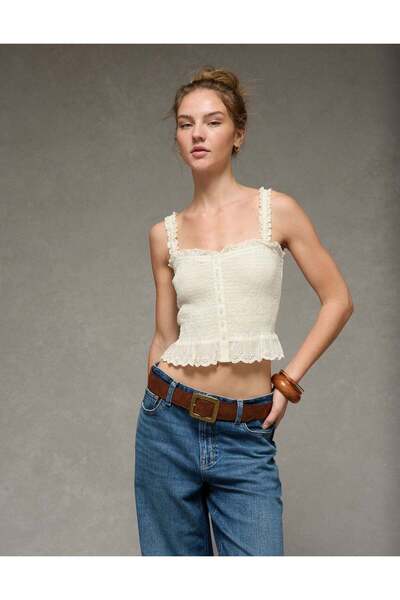 AMERICAN EAGLE AE Smocked Button-Up Cami