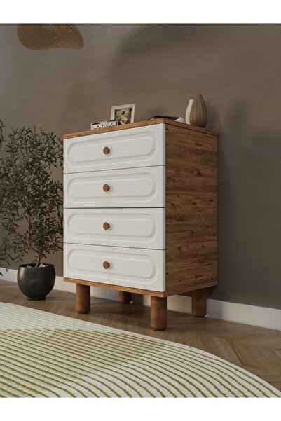umondesign 4 Çekmeceli Şifonyer Ayaklı Şifonyer MDF Kapak