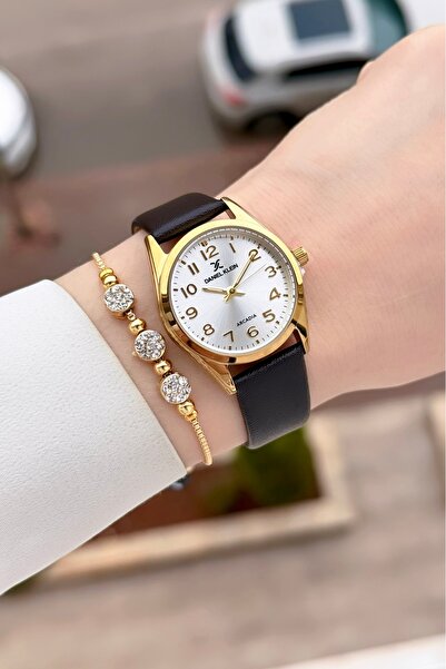 Daniel Klein Case Gold Cord Dark Brown Color Adjustable Cord Packed Women Wri...